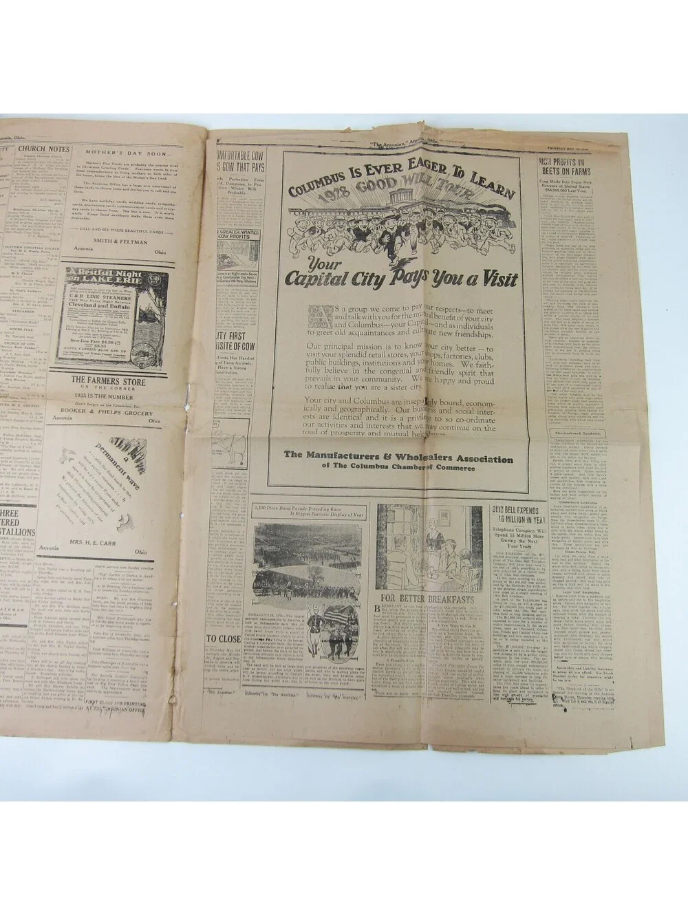 The Ansonian Newspaper Ansonia Darke County Ohio Thursday May 1928 Antique RARE